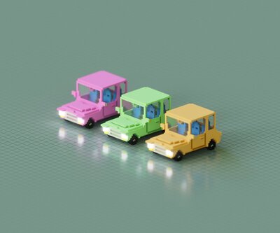 Three Little Cars Front